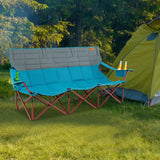 3 Person Folding Camping Chair with 2 Cup Holders Cotton Padding & Storage Bag