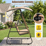 3-Person Porch Swing  Outdoor Swing with Adjustable Canopy