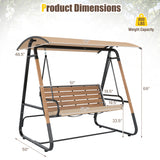 3-Person Porch Swing  Outdoor Swing with Adjustable Canopy