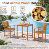3-Piece Acacia Wood Patio Dining Set with Slatted Surface and Hollow Back