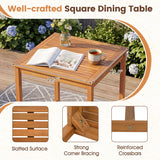 3-Piece Acacia Wood Patio Dining Set with Slatted Surface and Hollow Back