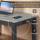 3-Piece Bar Table Set with Charging Station and Faux Marble Top