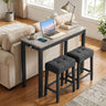 3-Piece Bar Table Set with Charging Station and Faux Marble Top
