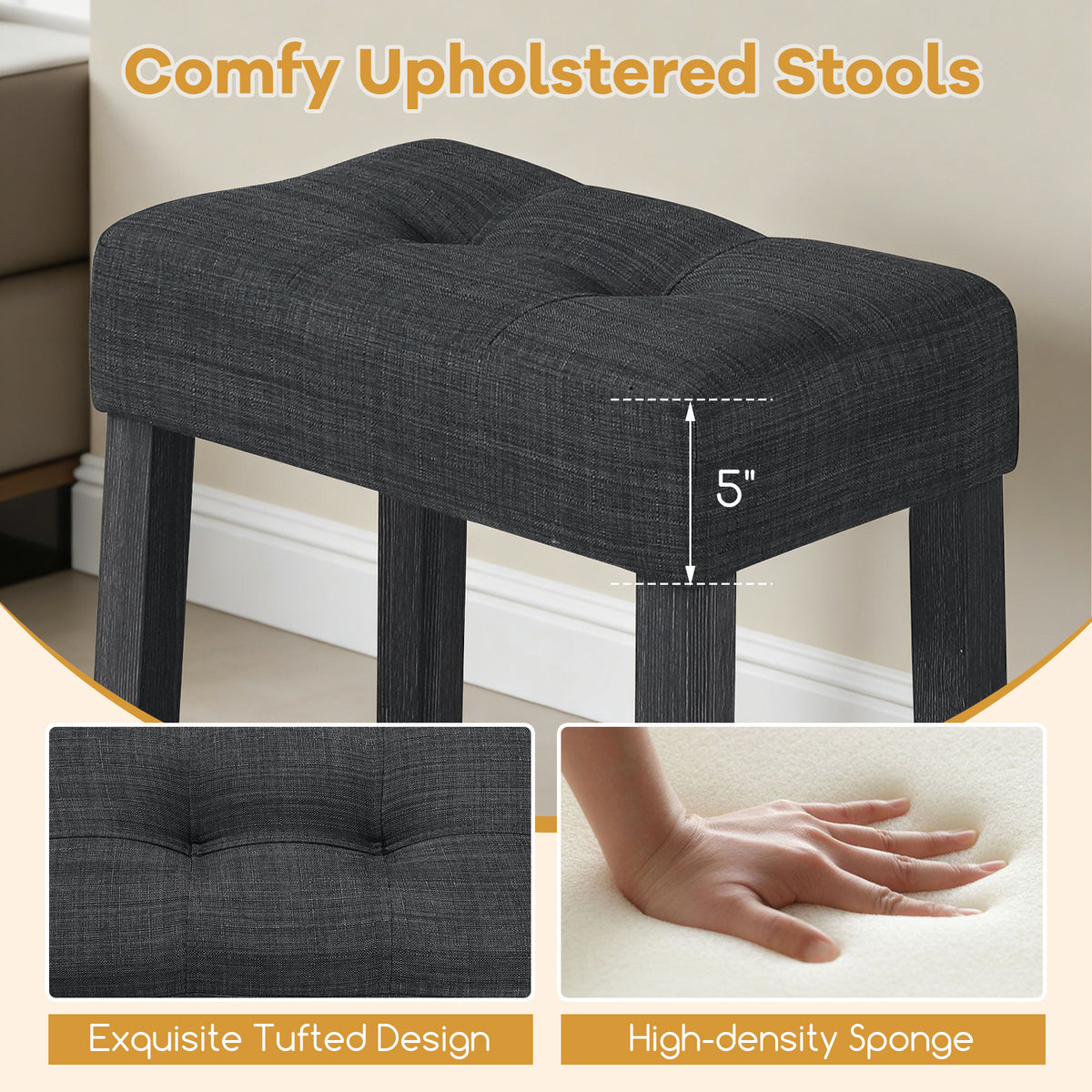3-Piece Bar Table Set with Charging Station and Faux Marble Top