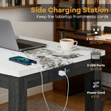 3-Piece Bar Table Set with Charging Station and Faux Marble Top