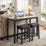 3-Piece Bar Table Set with Charging Station and Faux Marble Top