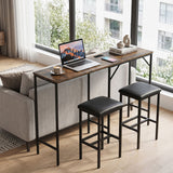 3-Piece Convertible L-Shaped Kitchen Table Chair Set with 2 AC Outlets  USB Port and Type-C Port
