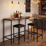 3-Piece Convertible L-Shaped Kitchen Table Chair Set with 2 AC Outlets  USB Port and Type-C Port