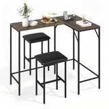 3-Piece Convertible L-Shaped Kitchen Table Chair Set with 2 AC Outlets  USB Port and Type-C Port