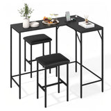 3-Piece Convertible L-Shaped Kitchen Table Chair Set with 2 AC Outlets  USB Port and Type-C Port