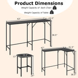 3-Piece Convertible L-Shaped Kitchen Table Chair Set with 2 AC Outlets  USB Port and Type-C Port