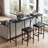 3-Piece Convertible L-Shaped Kitchen Table Chair Set with 2 AC Outlets  USB Port and Type-C Port