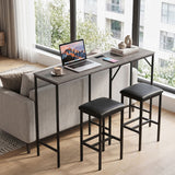 3-Piece Convertible L-Shaped Kitchen Table Chair Set with 2 AC Outlets  USB Port and Type-C Port