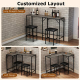 3-Piece Convertible L-Shaped Kitchen Table Chair Set with 2 AC Outlets  USB Port and Type-C Port