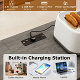 3-Piece Convertible L-Shaped Kitchen Table Chair Set with 2 AC Outlets  USB Port and Type-C Port