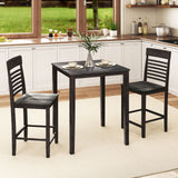 3-Piece Counter-Height Dining Table Set for 2 with Rubber Wood Frame and Footrest