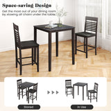 3-Piece Counter-Height Dining Table Set for 2 with Rubber Wood Frame and Footrest