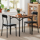 3-Piece Dining Table Set Square Kitchen Table and 2 Chairs for Dining Room-Rustic Brown