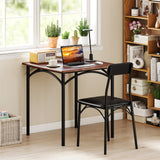 3-Piece Dining Table Set Square Kitchen Table and 2 Chairs for Dining Room-Rustic Brown