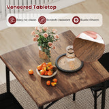 3-Piece Dining Table Set Square Kitchen Table and 2 Chairs for Dining Room-Rustic Brown