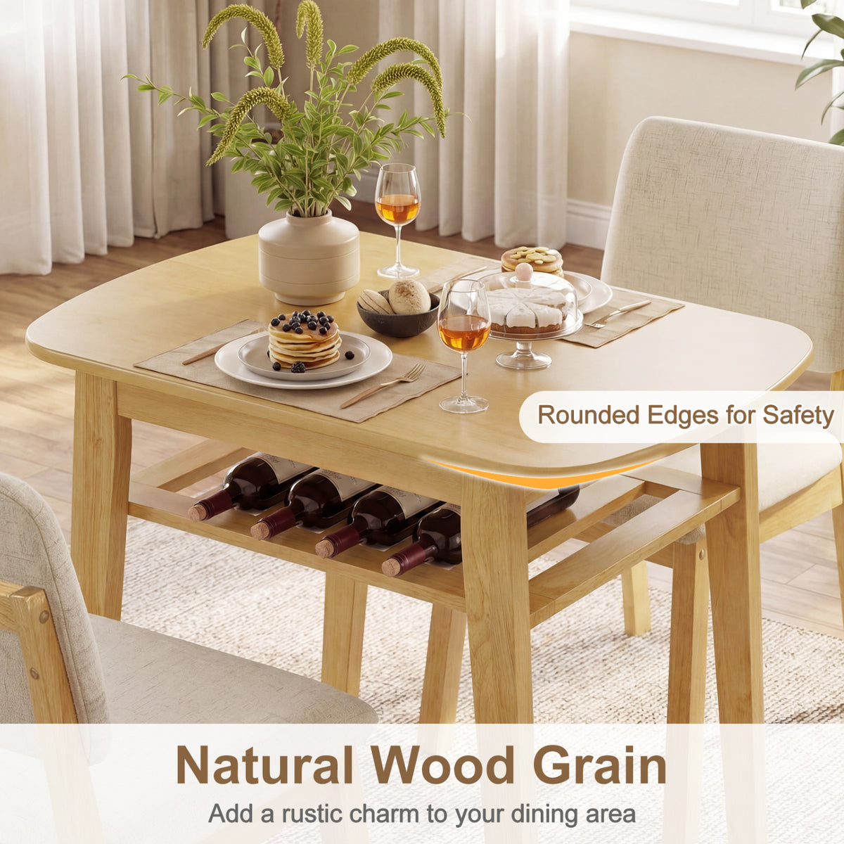 3-Piece Dining Table Set for 2 with Upholstered Chairs
