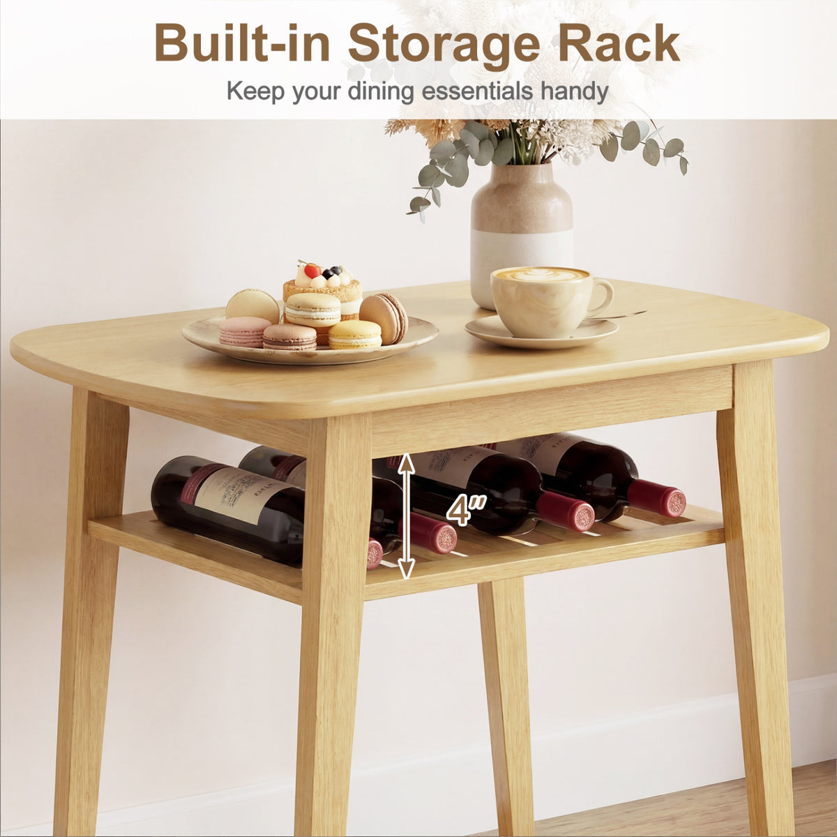 3-Piece Dining Table Set for 2 with Upholstered Chairs