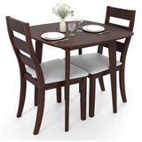 3-Piece Dining Table Set with Wooden Square Kitchen Table and 2 Chairs-Walnut