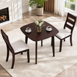 3-Piece Dining Table Set with Wooden Square Kitchen Table and 2 Chairs-Walnut