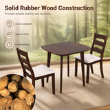 3-Piece Dining Table Set with Wooden Square Kitchen Table and 2 Chairs-Walnut