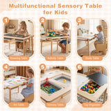 3-Piece Kids Activity Table and Chair Set with Adjustable Height-Natural