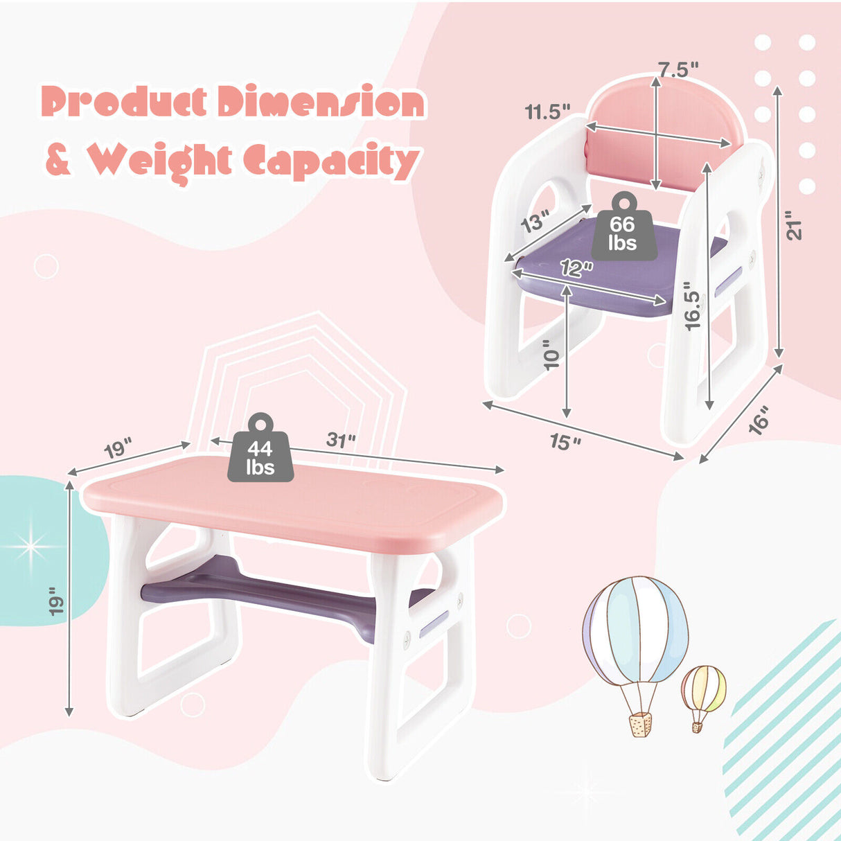 Kids Table and Chair Set with Building Blocks