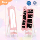 2 Pieces Kids Vanity Set and Jewelry Armoire Cabinet with Full-length Mirror