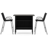 3 Piece Outdoor Bar Set with Footrest and 2-Tier Shelf
