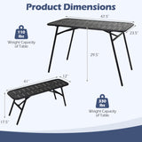 3-Piece Outdoor Dining Set with Coffee Table and 2 Benches for Backyard Deck-Black