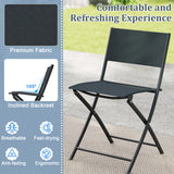 3 Piece Outdoor Folding Patio Bistro Set with Tempered Glass Coffee Table and 2 Patio Chairs