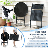 3 Piece Outdoor Folding Patio Bistro Set with Tempered Glass Coffee Table and 2 Patio Chairs