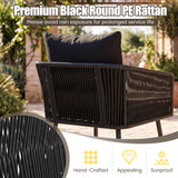 3-Piece Outdoor Furniture Set with Cushions for Porch Garden-Black