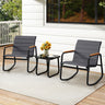 3 Piece Outdoor Rocking Bistro Set Porch Rocker Chairs