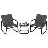3 Piece Outdoor Rocking Bistro Set Porch Rocker Chairs