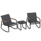 3 Piece Outdoor Rocking Bistro Set Porch Rocker Chairs