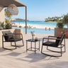 3-Piece Outdoor Rocking Bistro Set with Soft Cushions and/& Tempered Glass Table