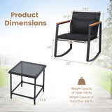 3-Piece Outdoor Rocking Bistro Set with Soft Cushions and/& Tempered Glass Table