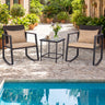 3-Piece Outdoor Rocking Bistro Set with Soft Cushions and/& Tempered Glass Table