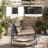 3-Piece Outdoor Rocking Bistro Set with Soft Cushions and/& Tempered Glass Table