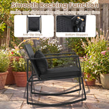 3-Piece Outdoor Rocking Bistro Set with Soft Cushions and/& Tempered Glass Table