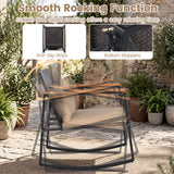 3-Piece Outdoor Rocking Bistro Set with Soft Cushions and/& Tempered Glass Table