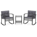 3-Piece Outdoor Rocking Chair Set for Garden-Gray