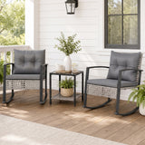3-Piece Outdoor Rocking Chair Set for Garden-Gray