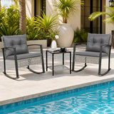 3-Piece Outdoor Rocking Chair Set for Garden-Gray