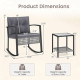 3-Piece Outdoor Rocking Chair Set for Garden-Gray